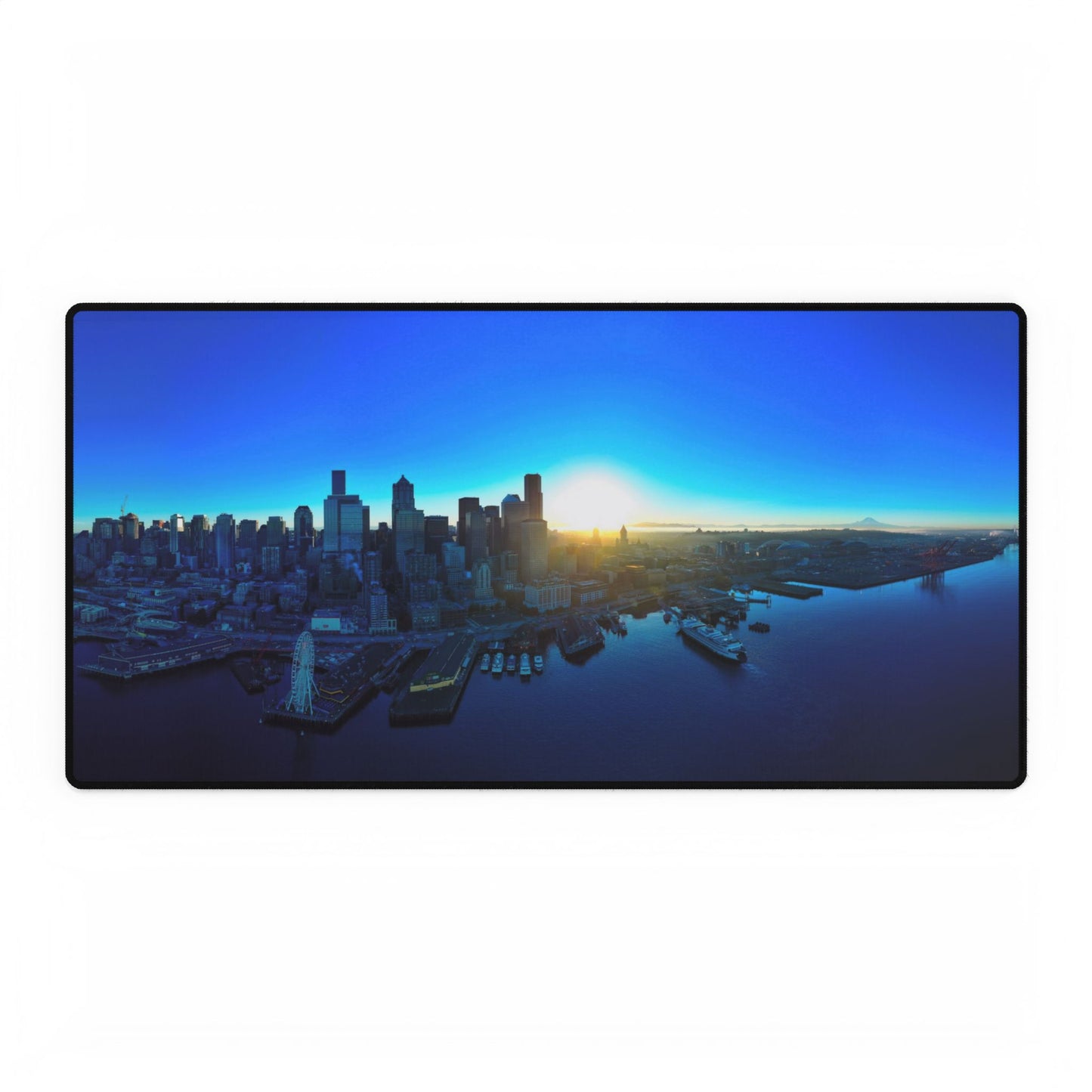 Blue Hour Over Seattle Desk Mat