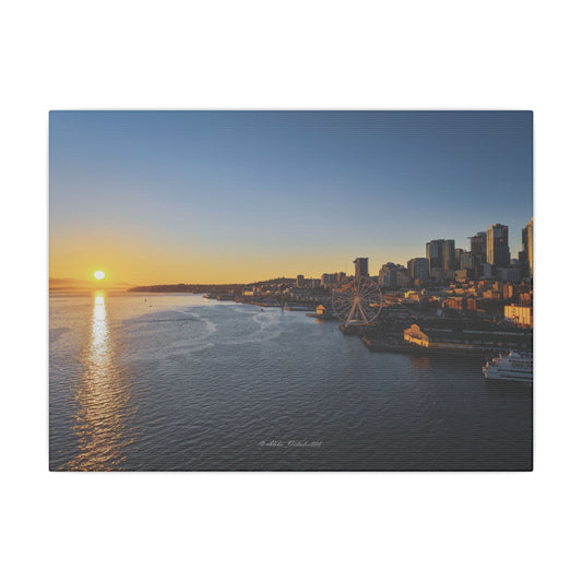 Golden Hour Sunset over Seattle Waterfront